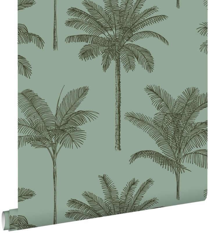 Tapeta ESTAhome palmy szaro zielonym 53 cm x 10.05 m - 1 rol.