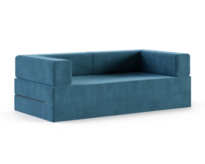 Sofa ŚPIJZDROWO sofka rozkładana FLIP granatowa sztruks 200x200x20 cm 1 szt.