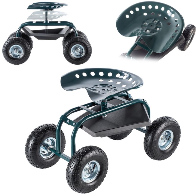 Krzesło Ogrodowe KADAX Na Kółkach Siedzisko Stołek Ogrodu Schowek Narzędzia 2W1 1 szt.