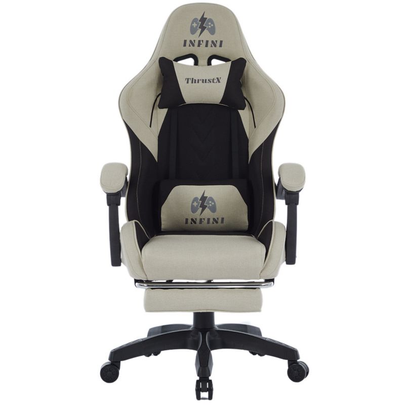 Fotel Extreme gamingowy z podnóżkiem oddychający ThrustX Black-Beige 1 szt.