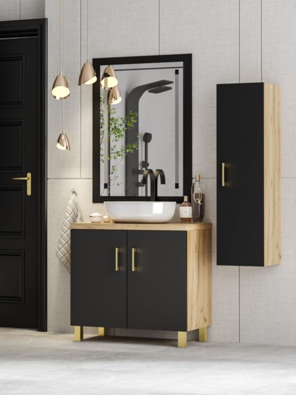 ZESTAW MEBLI ŁAZIENKOWYCH 80 szafka umywalka słupek w. (W5) + BLANCO 1 szt.