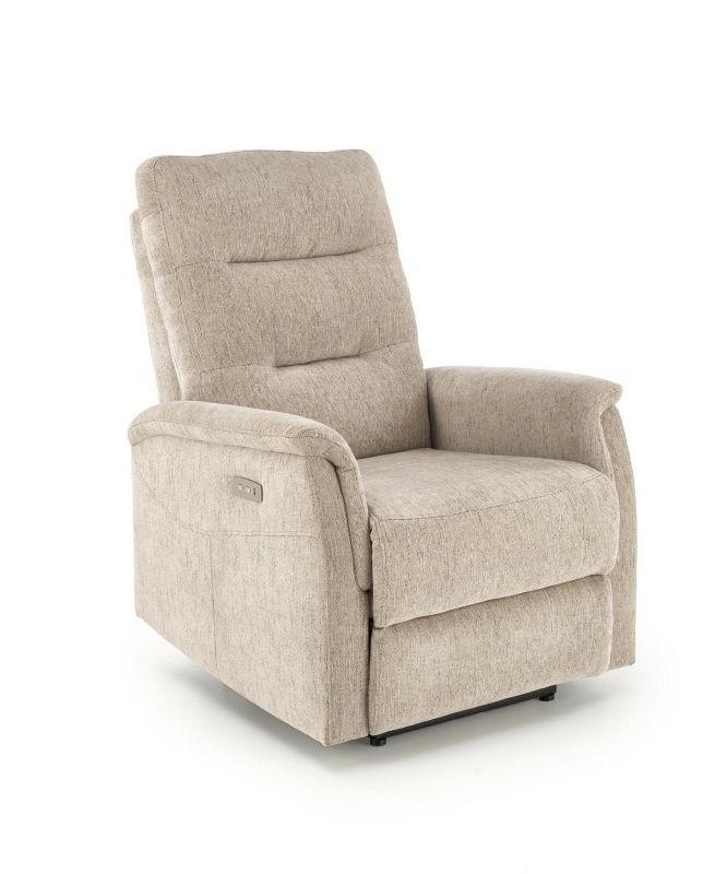 Fotel Tiala INTESI fotel wypoczynkowy beżowy rozkładany z podnóżkiem USB nowoczesny do salonu 1 szt.