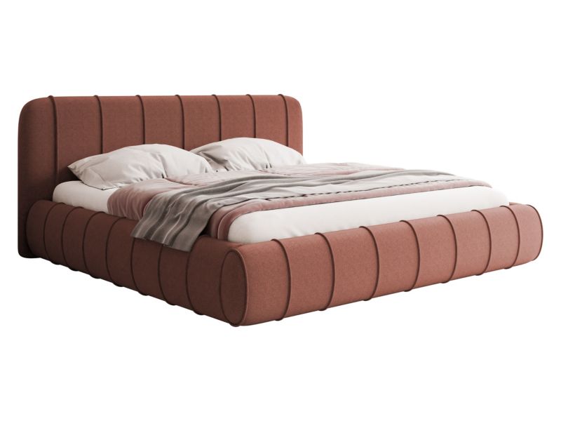 Łóżko tapicerowane MIRJAN 24 Slim XI 160x200 łososiowy + ślizgi 1 szt.