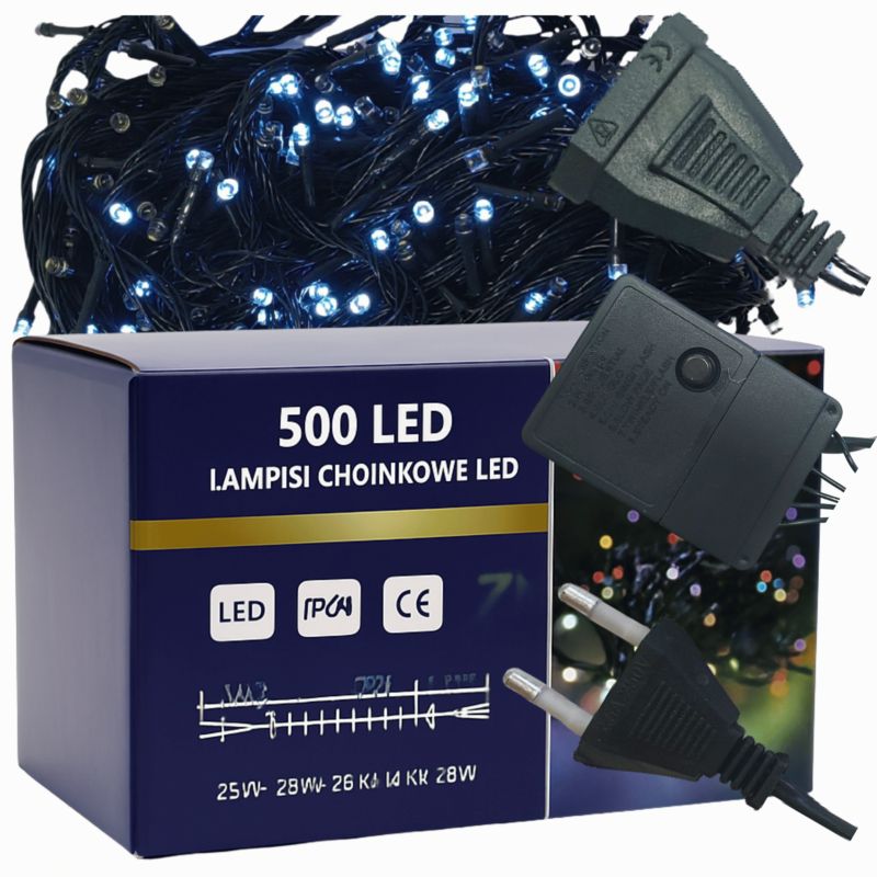 Lampki choinkowe 500 LED MODO24 biały zimny dekoracyjne 1 kpl