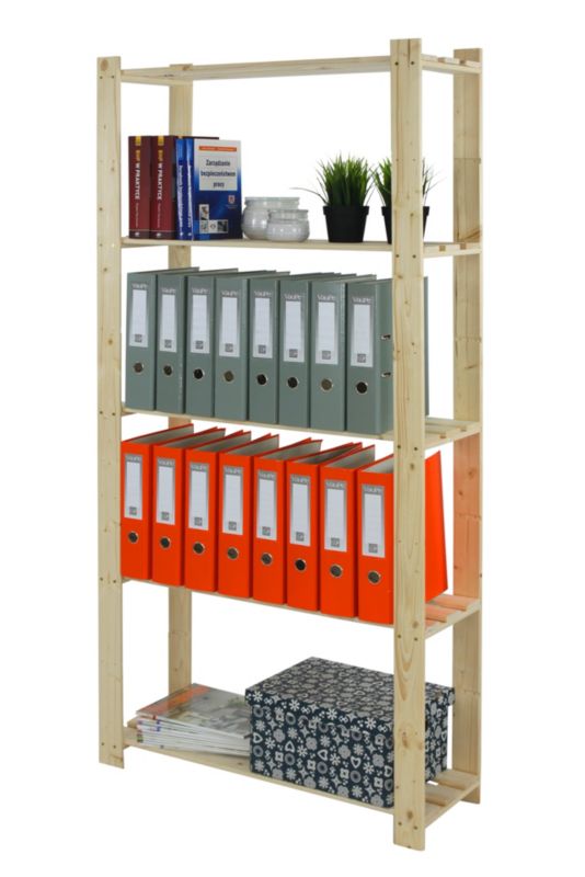 Regał drewniany MODO24 naturalne drewno pojemny 170 cm do książek i zabawek 1 szt.