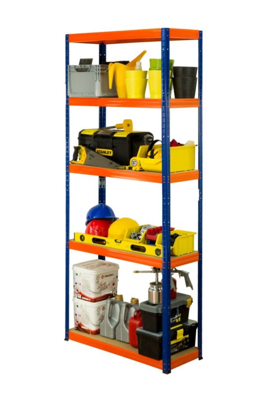 Regał metalowy MODO24 magazynowy stojak niebiesko-pomarańczowy helios 180x110x30cm 5 półek po 275 kg 1 szt.