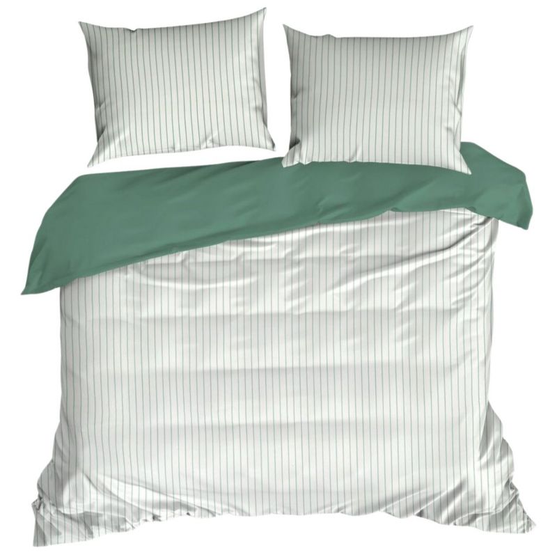 Pościel RAYA Eurofirany bawełna w biało miętowe paski 160x200 cm satyna 1 kpl