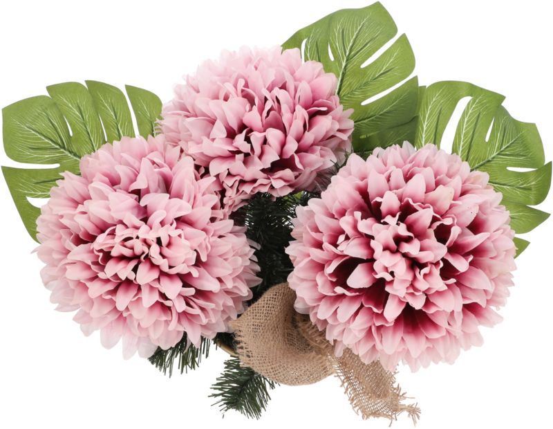 Kompozycja 3 chryzantem w misie fioletowe