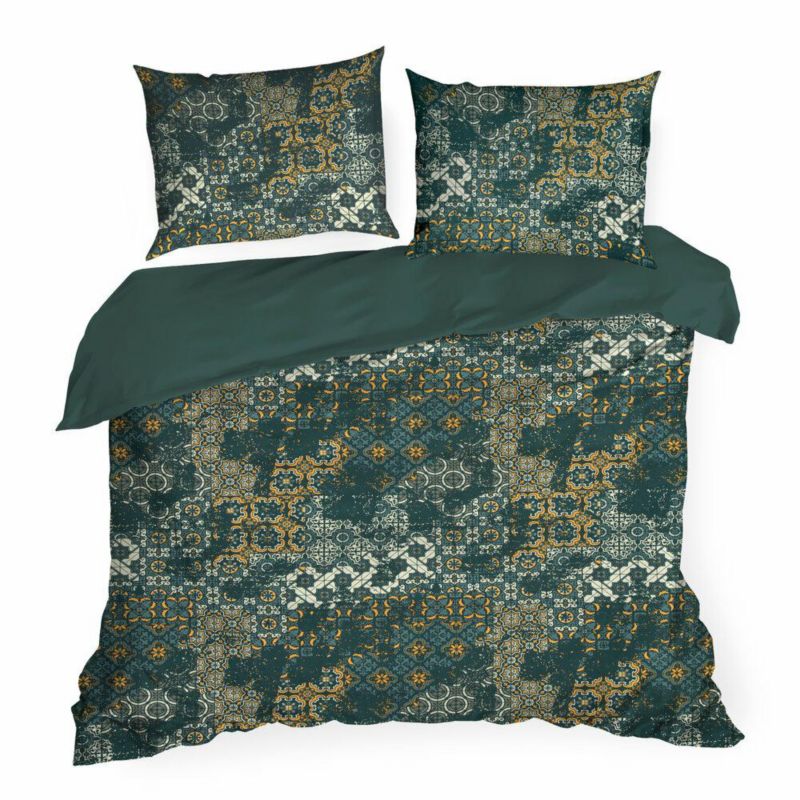 Pościel Spring/69 Eurofirany 160 x 200 zielono złota bawełna satynowa 1 kpl.