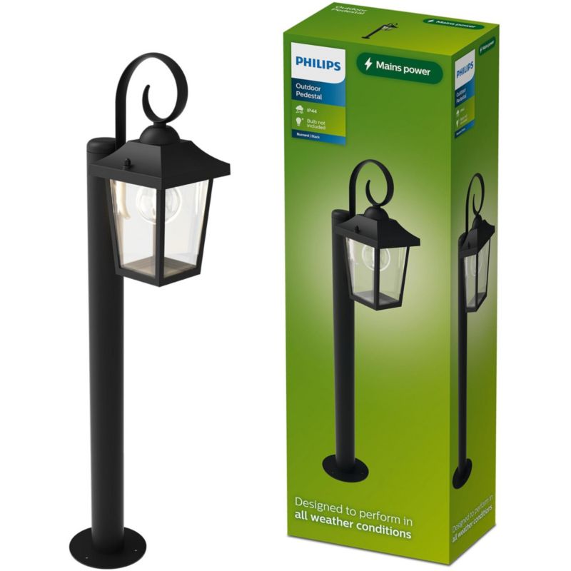 Lampa Ogrodowa Philips Stojąca Zewnętrzna LED E27 Słupek 75cm Latarnia IP44 Czarna 1 szt.