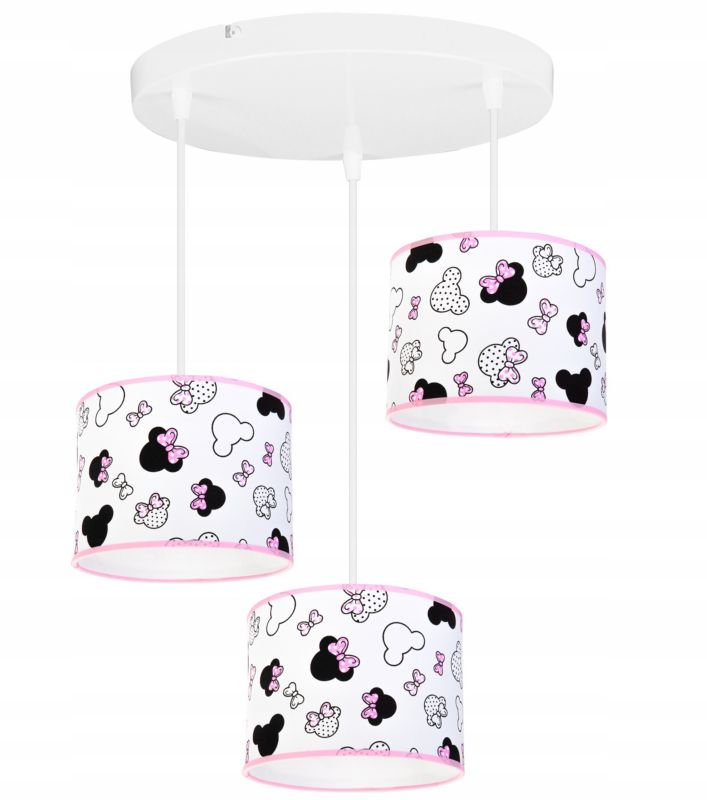 Lampa sufitowa wisząca dziecięca okrągła Light Home LH Minnie 3x E27 60W różowy 1szt