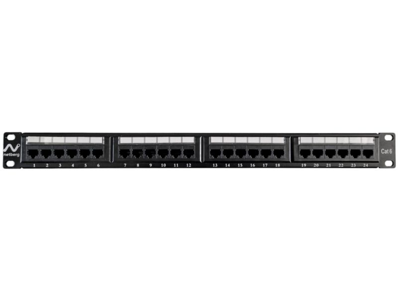 Patch panel Netberg do szaf sieciowych Rack 19" Cat6 24 porty UTP czarny 1szt.