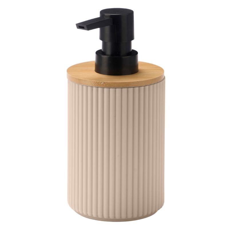 Dozownik Do Mydła Berilo Prążkowany Beżowy Plastik 7,5X7,5X16,5 Cm 1 Szt.