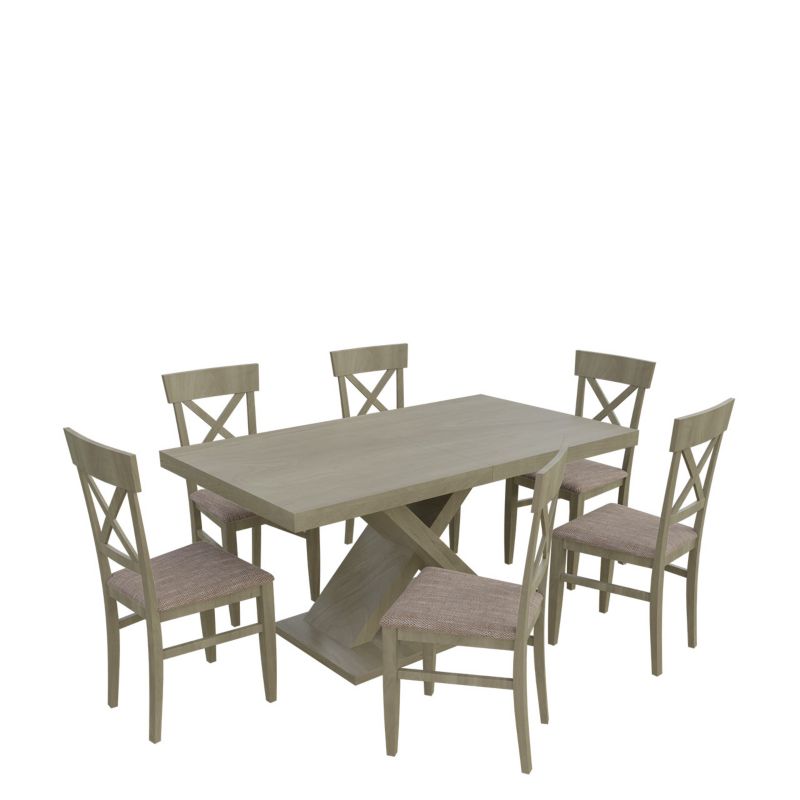 Zestaw RO44 MIRJAN 24 Stół rozkładany S50 90x160/210 + 6 krzeseł K64 dąb sonoma + jasny brąz 1 kpl.