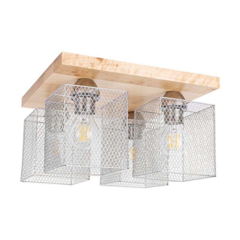 Drewniana Lampa Sufitowa SPOT Light Norman 4xE27 Max.25W Naturalna Brzoza FSC z Akcentem Chromu, Polski Producent 1 szt.