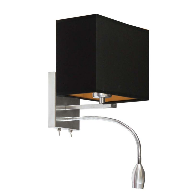 Kinkiet Volta Light Factory Moto Stal szczotkowana/Czarny ze złotem Abażur 1xE27 1szt.