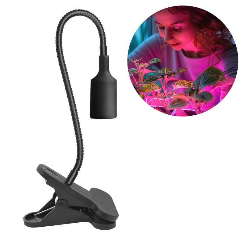 Lampa do Roślin Kobi E27 Klips Czarna Uchwyt do żarówki 1 szt.