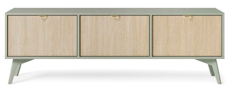 Szafka RTV drewniana Sage 160 cm INTESI boho glamour front w jodełkę do salonu 1 szt.