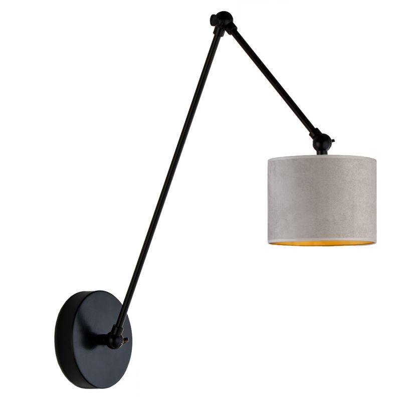 Kinkiet Volta Light Factory Soul Czarny/Szary welur ze złotem Abażur 1xE27 1szt.