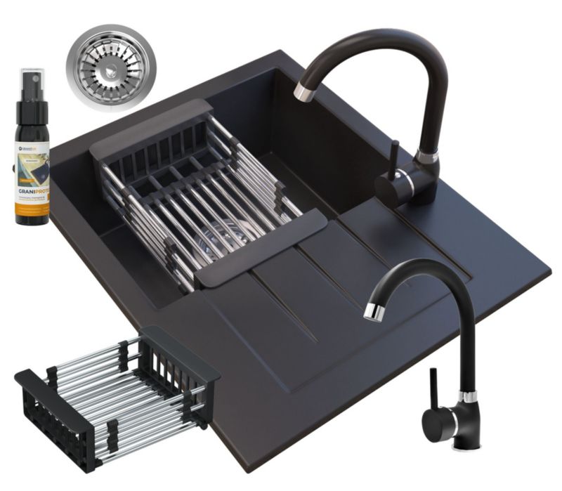 Zlewozmywak Granitowy Granitan Milano z Baterią i Syfonem 1 kpl.