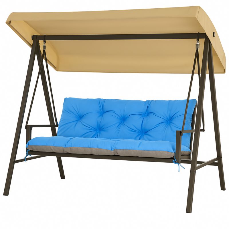 Poduszka Ogrodowa na Huśtawkę 3-os, Setgarden, 120x60x50cm, Niebieska Poduszka na ławkę z troczkami,Svinge 1szt