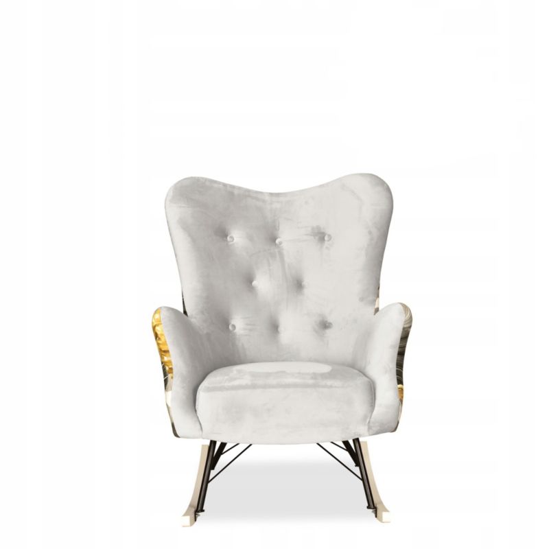 Fotel uszak do salonu bujany Family Meble Luna Print Duo szary 1szt