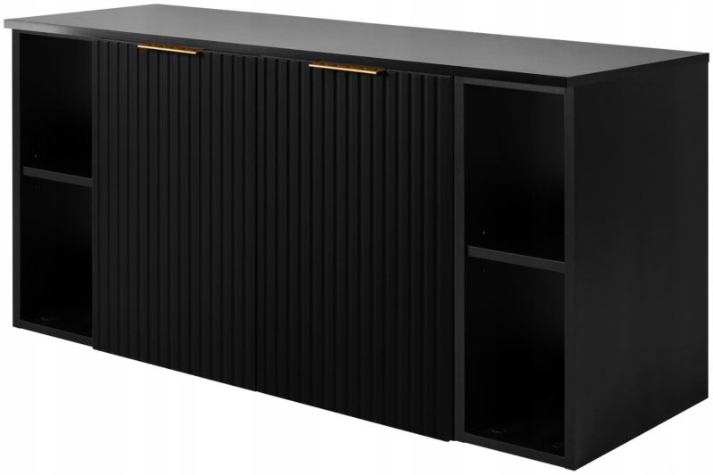 Szafka łazienkowa Furnidea 120 cm wisząca pod umywalkę czarna ryflowana Flow 1 szt.