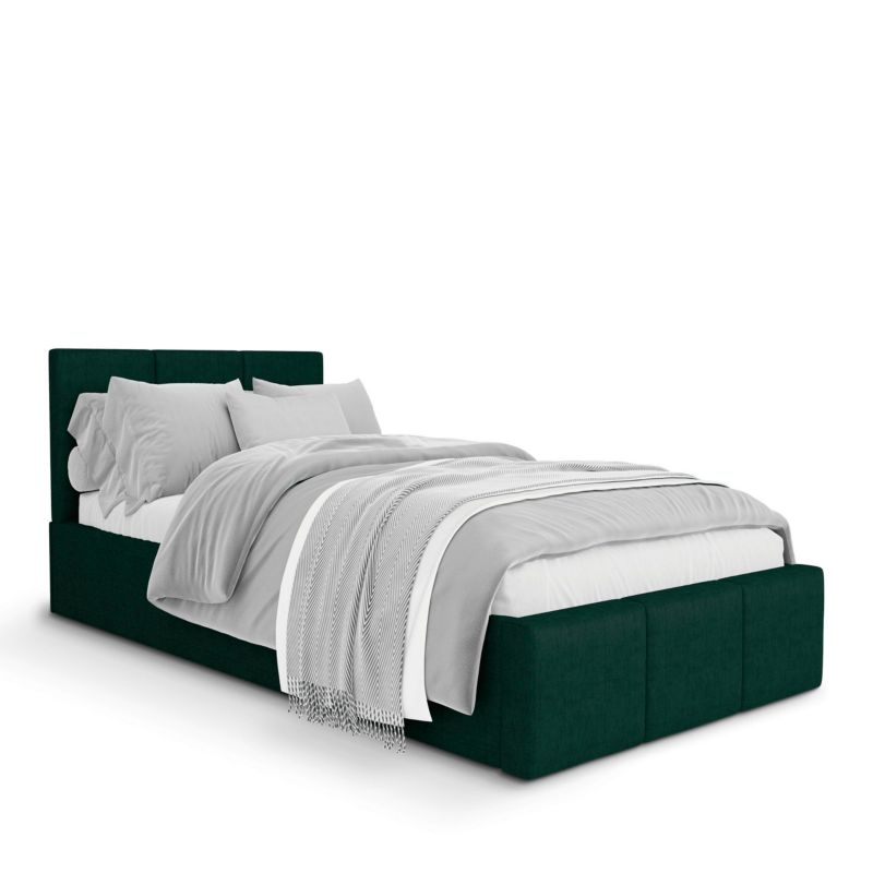 Łóżko Muralo Tapicerowane z Pojemnikiem Butelkowa Zieleń 90x200x120 cm 1szt.