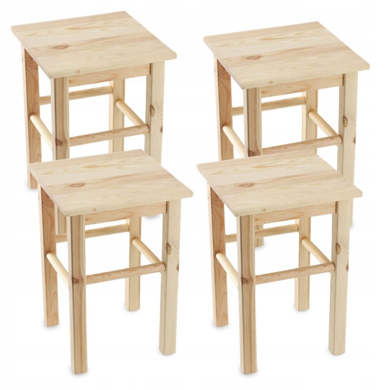 Taboret KADAX Drewniany Kuchenny Stołek Krzesło 44cm Solidny Taborety 4 szt.