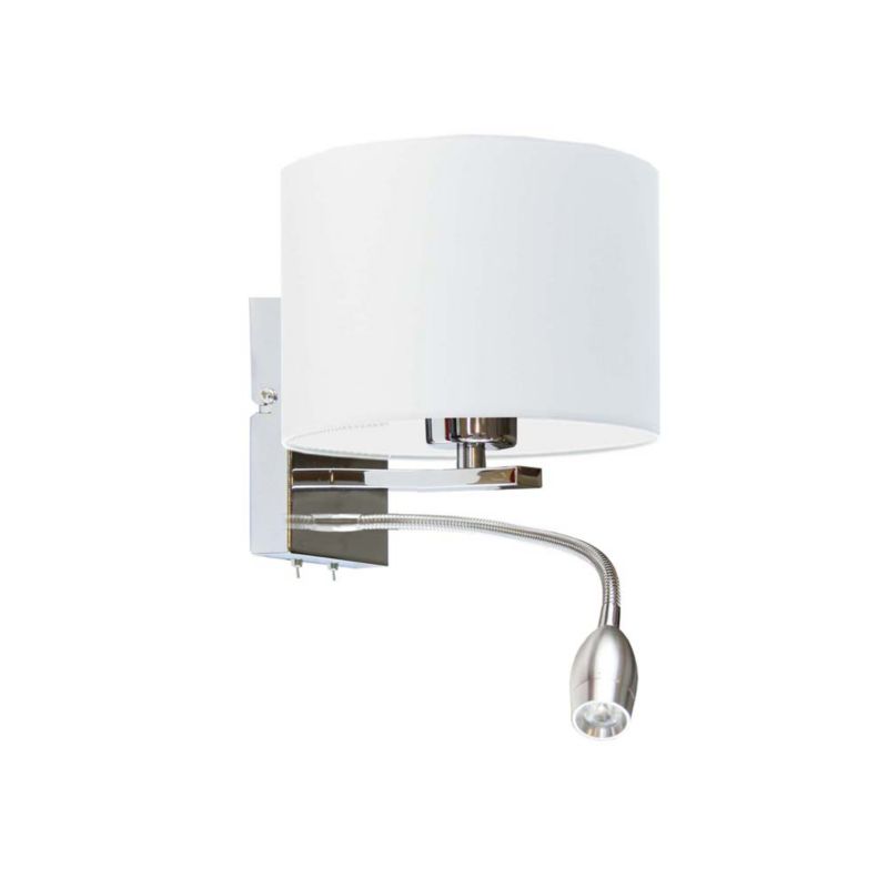 Kinkiet Volta Light Factory Moto Chrom/Biały Abażur 1xE27 1szt.