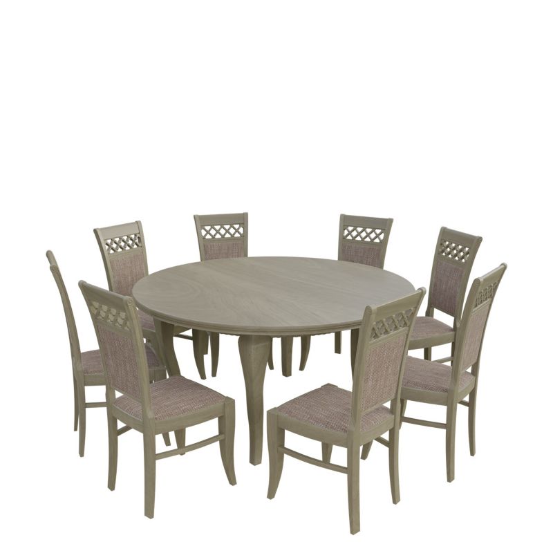 Zestaw RO32 MIRJAN 24 Stół rozkładany S27 150x150/200 + 8 krzeseł K52 dąb sonoma + jasny brąz 1 kpl.