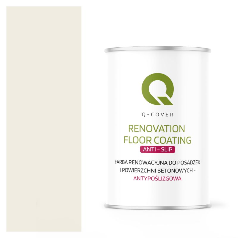 Farba Antypoślizgowa do Posadzek i Powierzchni Betonowych Renowacyjna Q-Cover Biały Alpejski RAL9010 1L