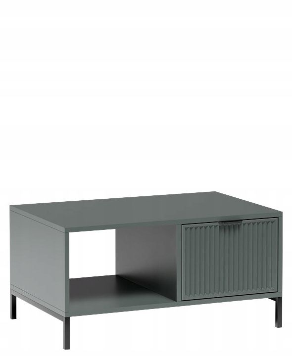 Ława Furnidea 90 cm zielona ryflowane fronty czarne metalowe nóżki LINK 1 szt.