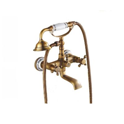 Bateria wannowa Lauferi FREIA mosiężna ścienna szczotkowany mosiądz retro 1 szt.