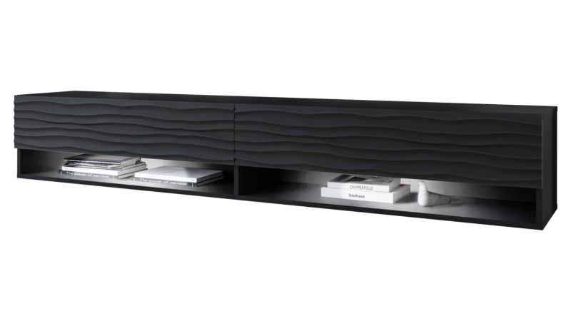 Szafka RTV MIRJAN 24 A180 MDF z oświetleniem LED RGB czarny/czarna fala 1 szt.