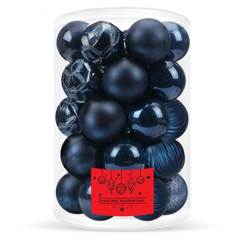 Bombki choinkowe Springos ozdoby świąteczne zestaw 8 cm granatowe 30 szt.