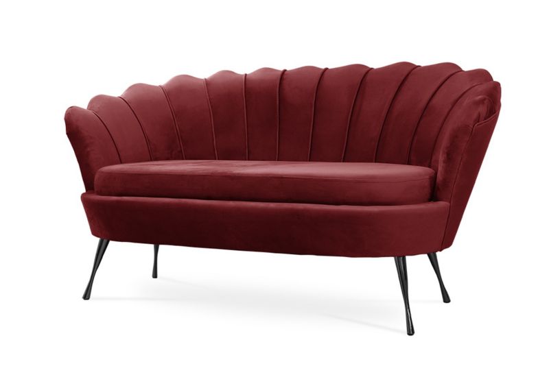 Sofa tapicerowana Bettso Muszelka na czarnej nodze wygodna w stylu glamour czerwony 1szt.