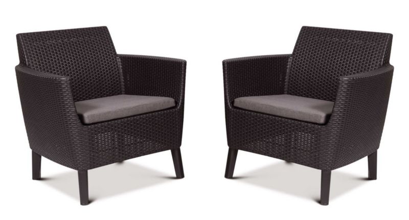 Fotel ogrodowy Keter Salemo Duo z poduszką 2szt. w zestawie Brąz, 1 kpl.