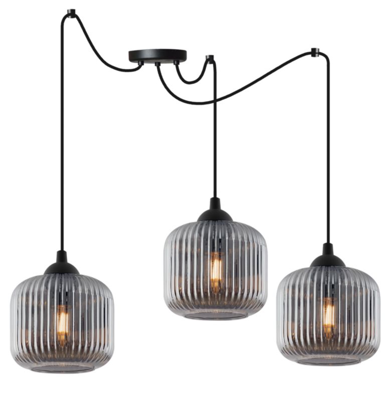 Lampa sufitowa wisząca pozioma Light Home LH Riffle Walec 3x E27 60W szary 1szt.