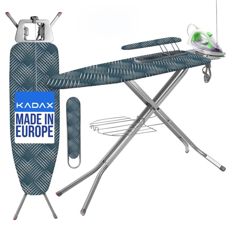 Deska Do Prasowania KADAX 120x38 cm szeroki Blat Z Gniazdem + Rękawnik Z Półką 1szt.