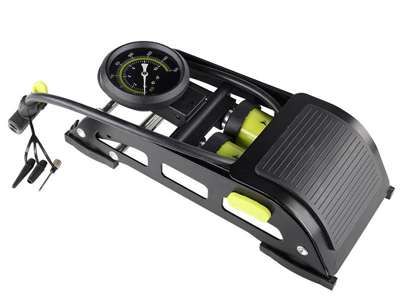 Pompka nożna dwutłokowa z analogowym ciśnieniomierzem, Carmotion, max 11 BAR / 160 PSI, 1 szt.