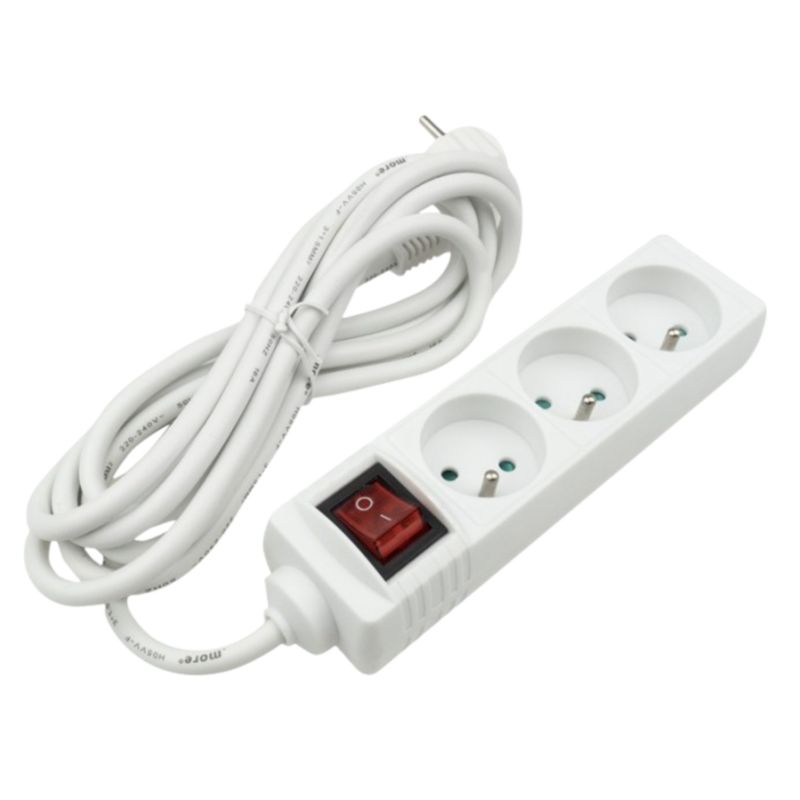 Przedłużacz Eco-Light z Wyłącznikiem 3 Gniazda 5 m 3x1,5 Biały 1 szt.