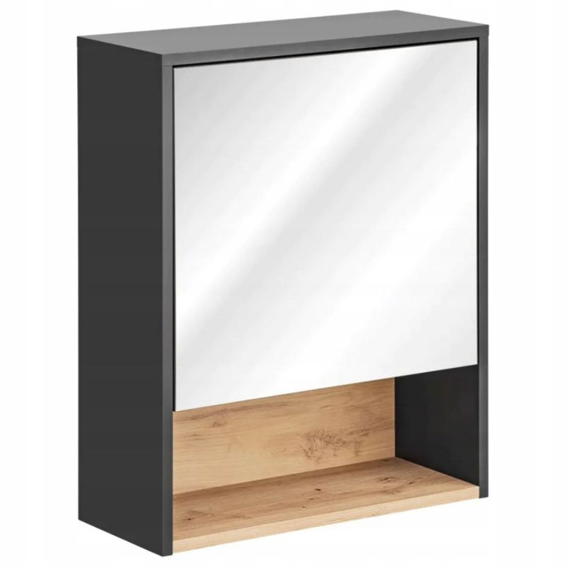 Szafka łazienkowa Furnidea 60 cm z lustrem szary dąb artisan Borneo 1 szt.