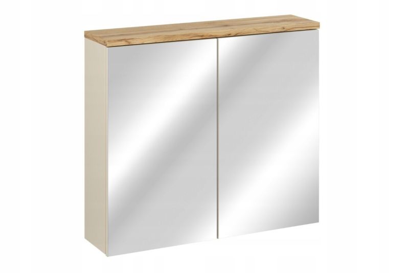 Szafka z lustrem Furnidea 80 cm kaszmir dąb Wotan laminowana Bali 1 szt.