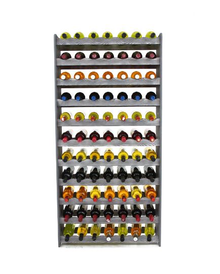 Regał na wino MODO24 drewno sosnowe dekor 77 butelek ciemny szary 1 szt.