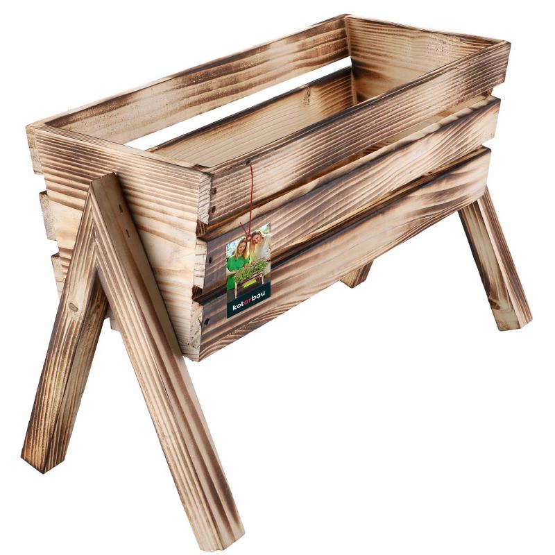 Donica drewniana KOTARBAU stojąca opalana 40 cm 1 szt.