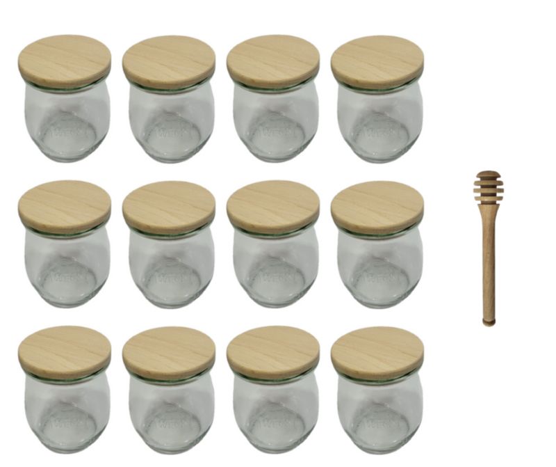Słoiki MODO24 Weck 220 ml fi 60 tulip drewniane wieka nabierak 12 kpl.