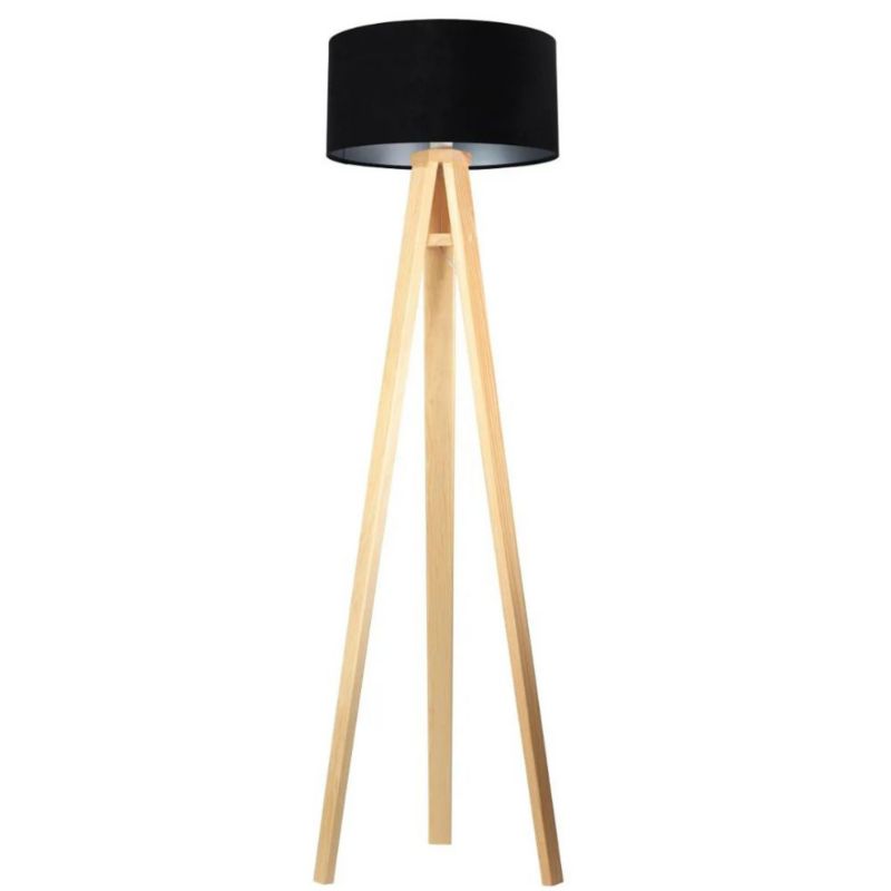 Lampa Bps Koncept stojąca HOME 40 czarna/srebrna/sosna 1 szt