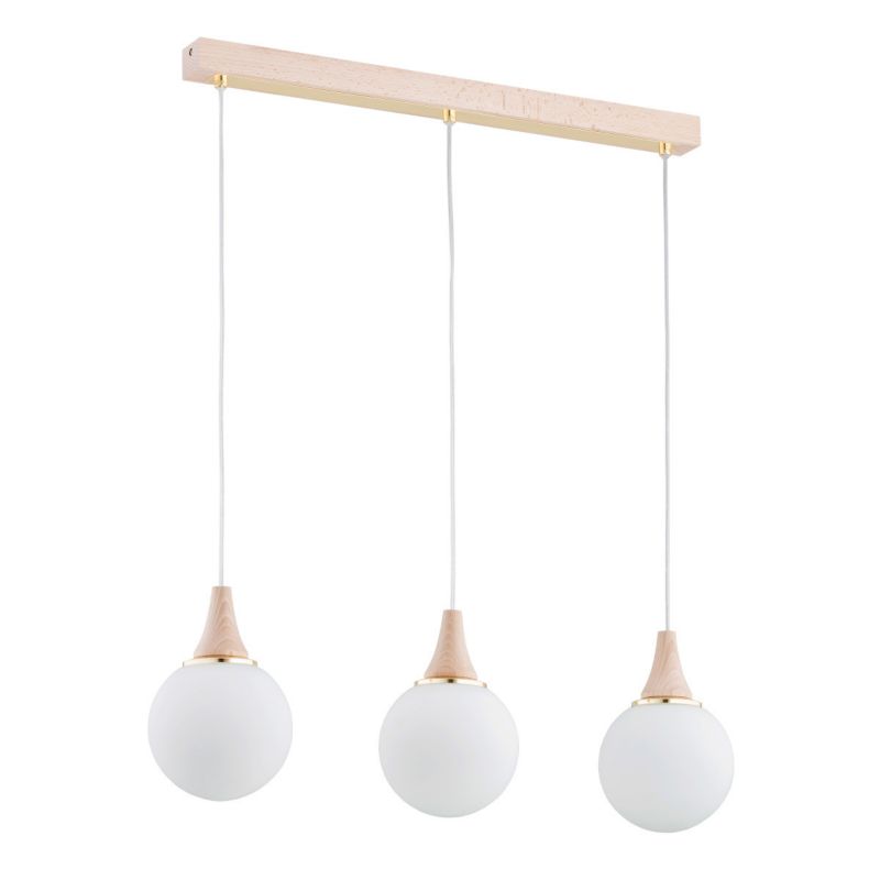 Lampa wisząca Alfa Trento 3200 jasne drewno-biała-złota nad stół 3xE14 x 15W 1 szt.