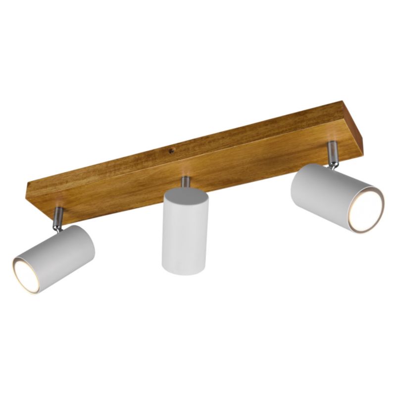 Spot sufitowy Trio Marley biały chromowany z jasnym drewnem 3 x GU10 x IP20 wym: 44 x 9 cm - 1 szt.